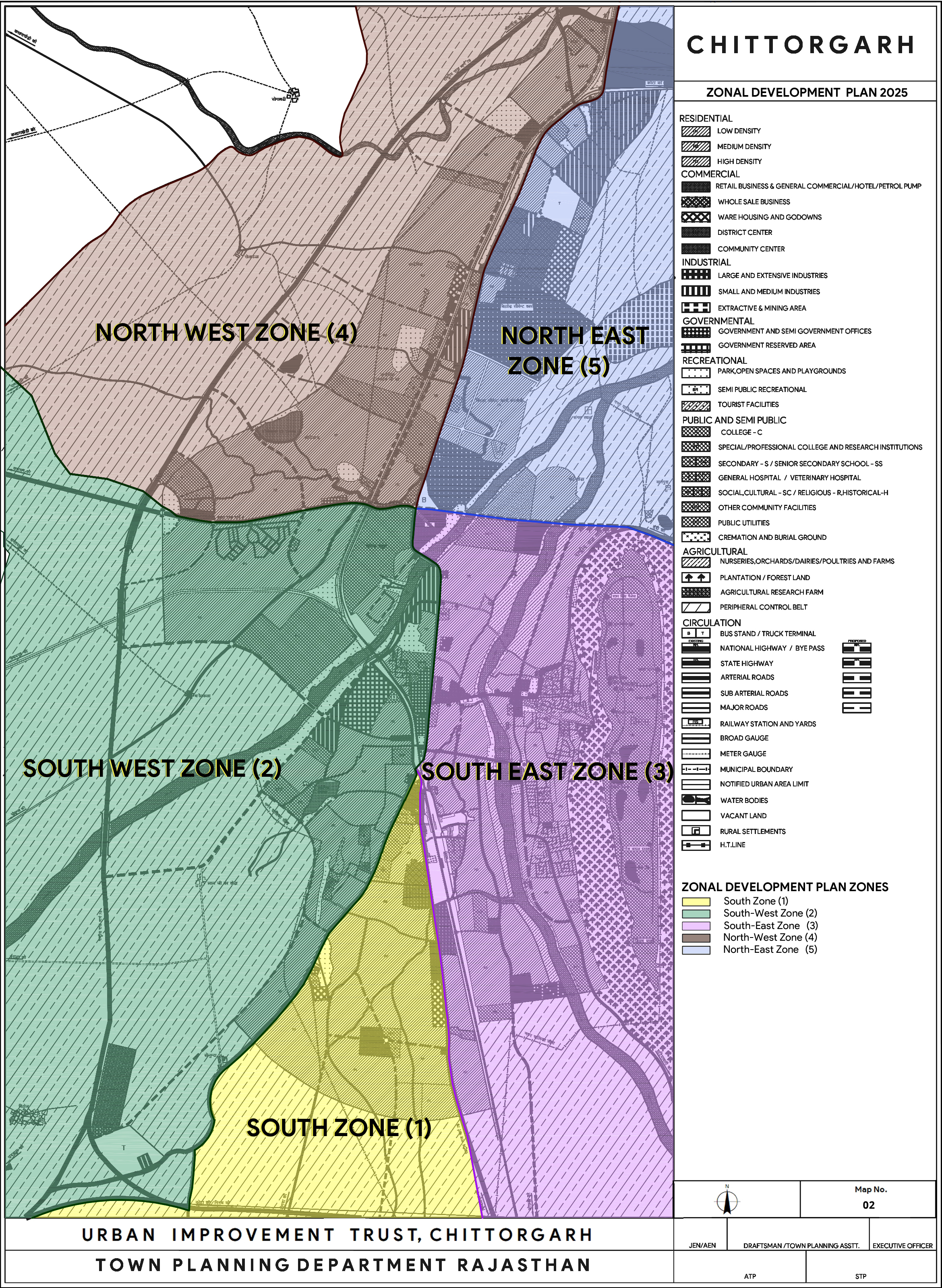 master plan landuse map showing zone boundaries in chittorgarh